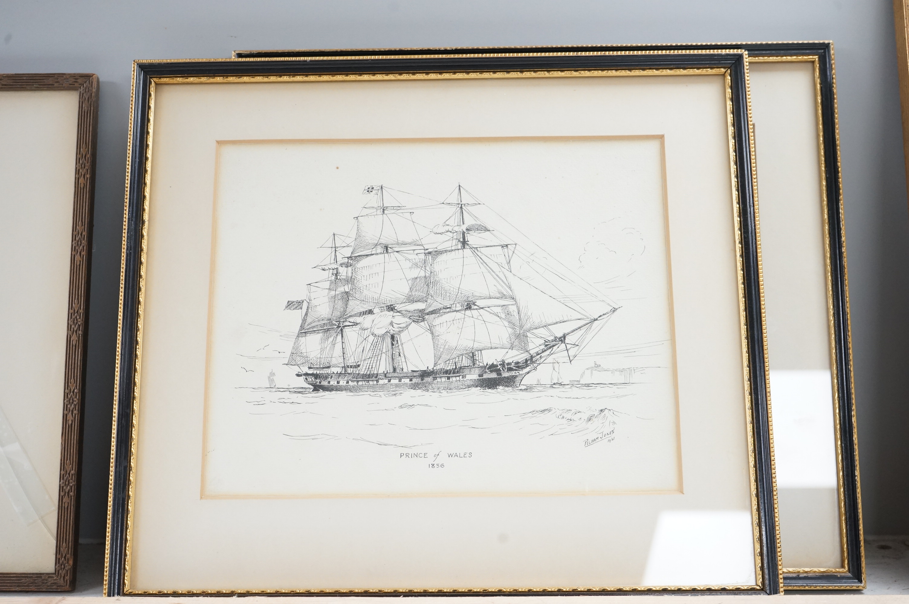 Pelham Jones (c.1890-1950), pair of ink sketches, Shipping scenes comprising ‘The Duke of Buccleugh’ and ‘Prince of Wales’, each signed and dated 1931, 19 x 25cm